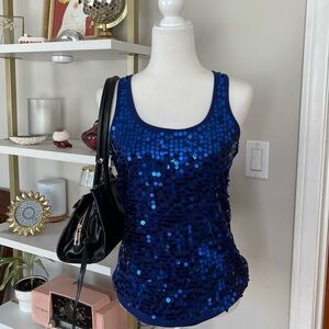Blue Sequin Women's Top Size M